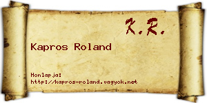 Kapros Roland névjegykártya
