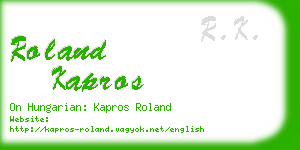 roland kapros business card
